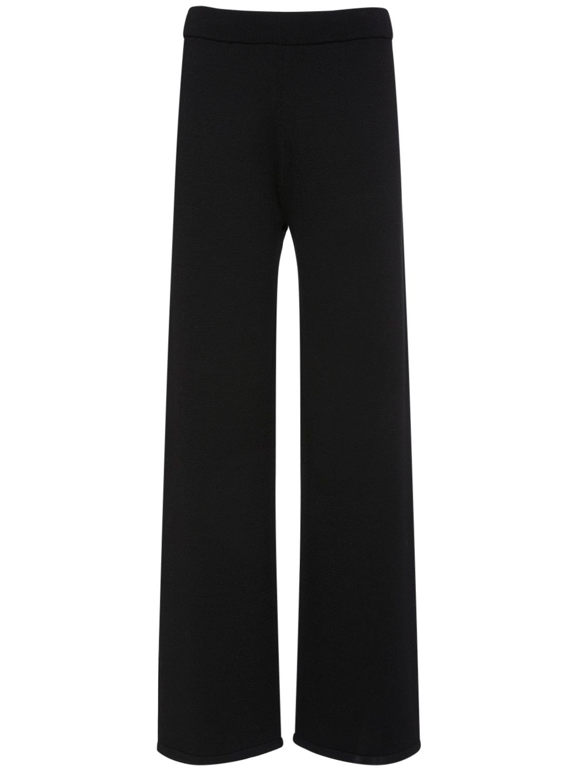 Max Mara Girotta Rib Knit Straight Pants In Black