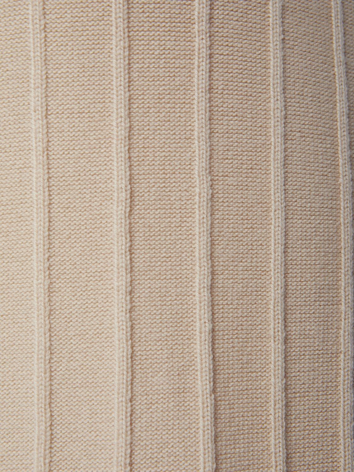 Max Mara Melk Wool Rib Knit Midi Skirt In Light Beige