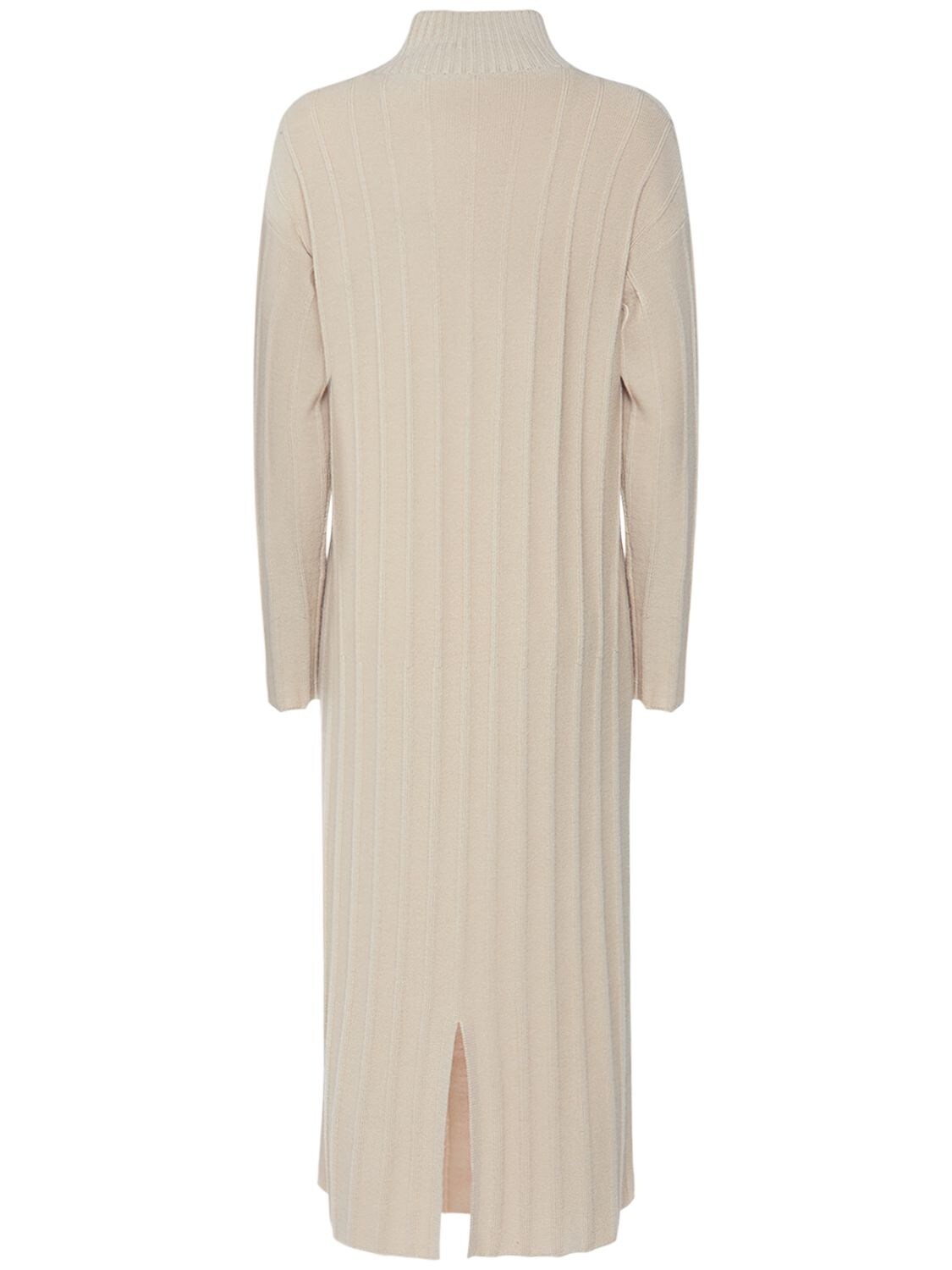 Shop Max Mara Arezzo Wool Rib Knit Midi Dress In Light Beige