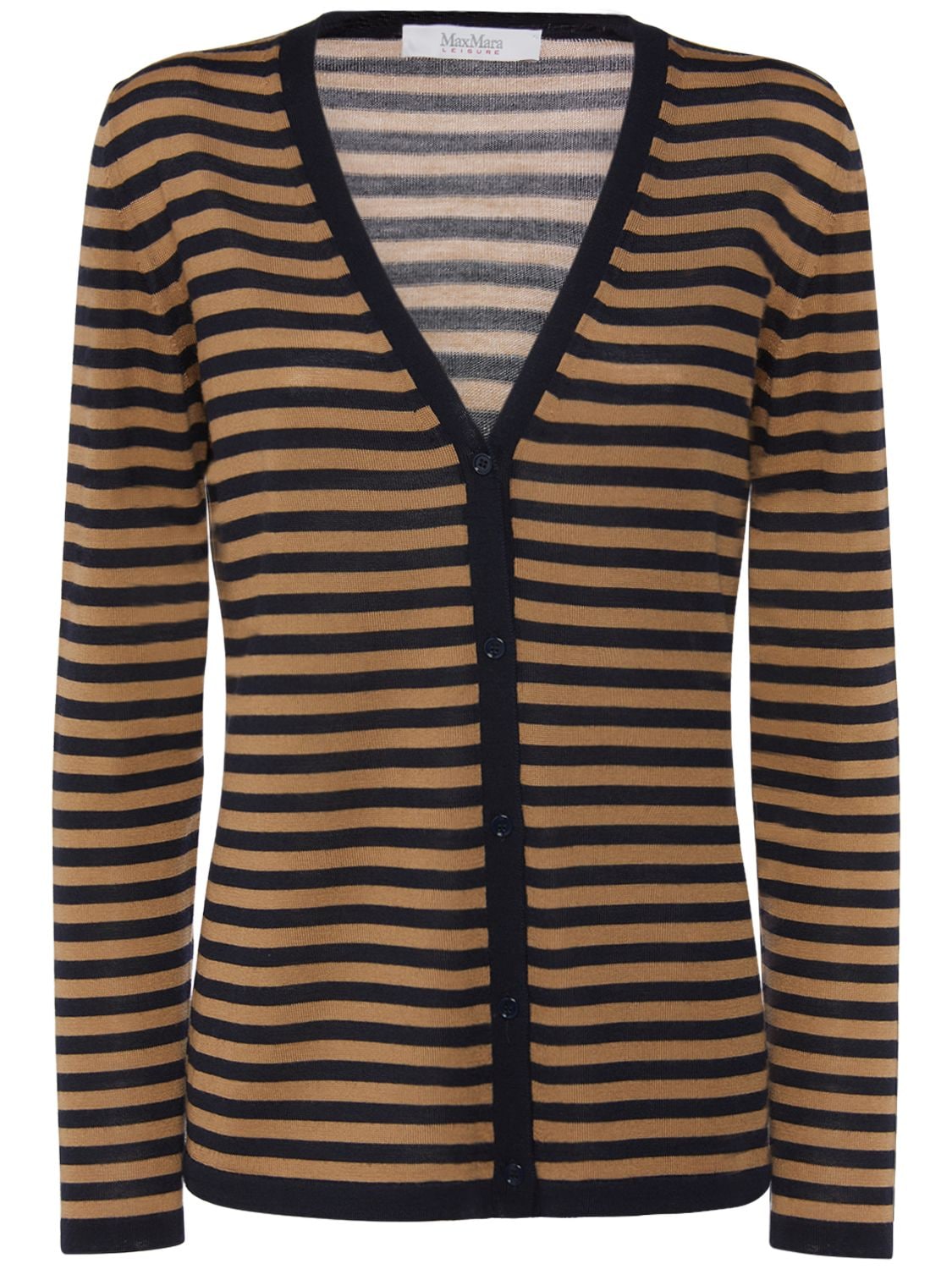 Image of Corolla Striped Wool Knit Cardigan