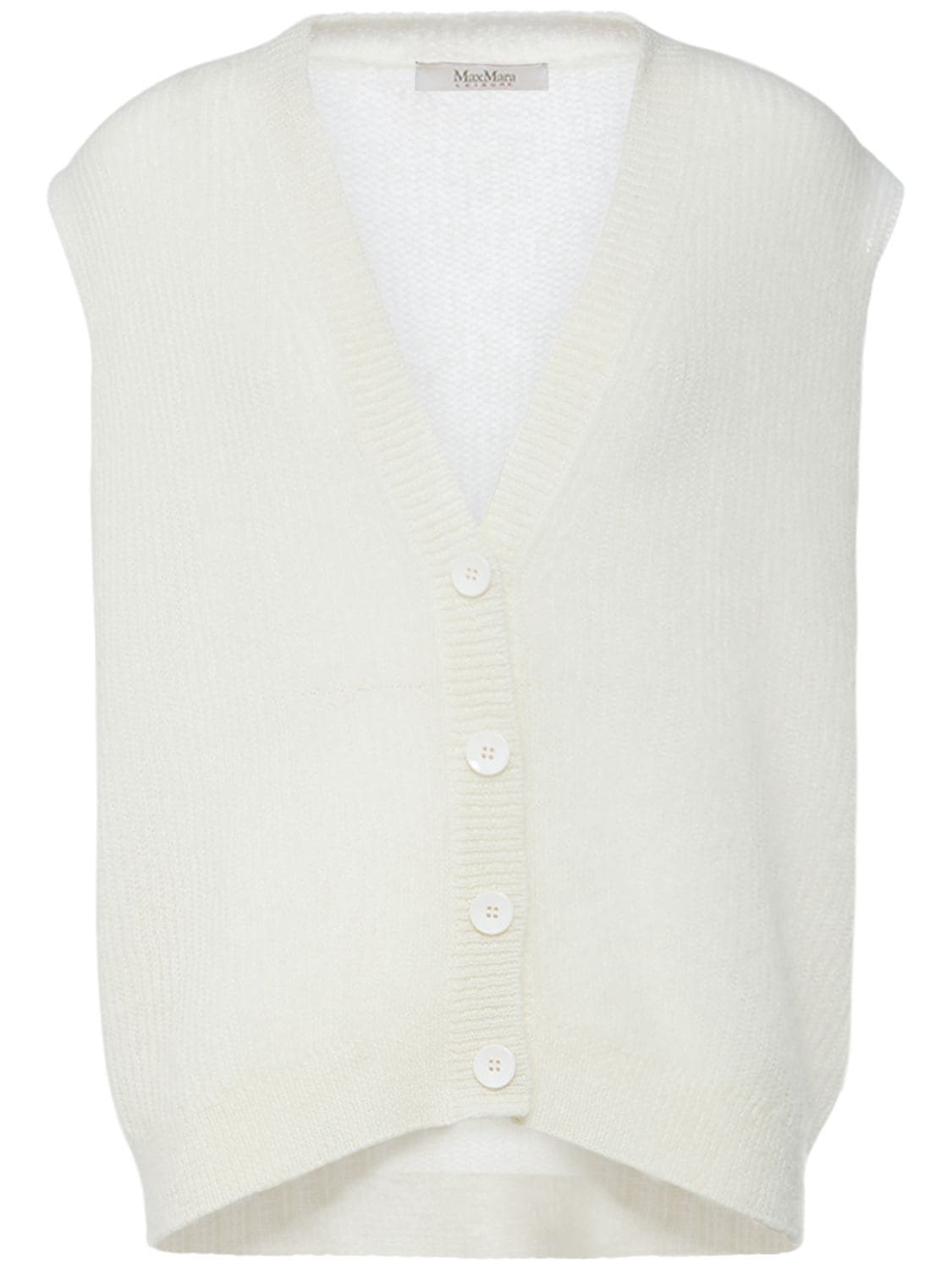 Max Mara Fabiana Mohair Blend Knit Cardigan Waistcoat In Off White