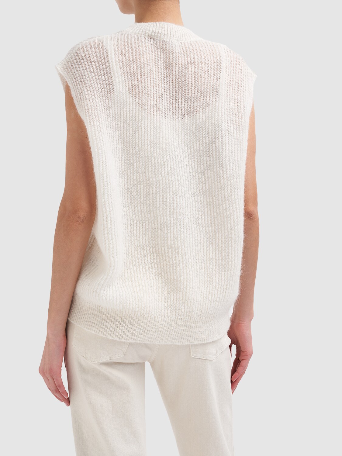 Shop Max Mara Fabiana Mohair Blend Knit Cardigan Vest In Off White