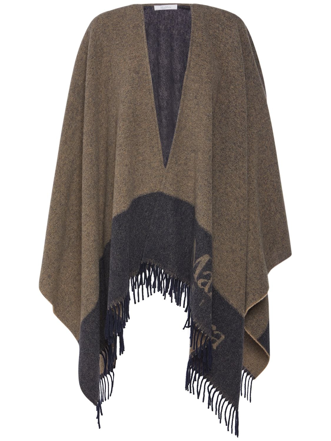 Deodara Logo Jacquard Wool Blend Poncho – WOMEN > CLOTHING > COATS