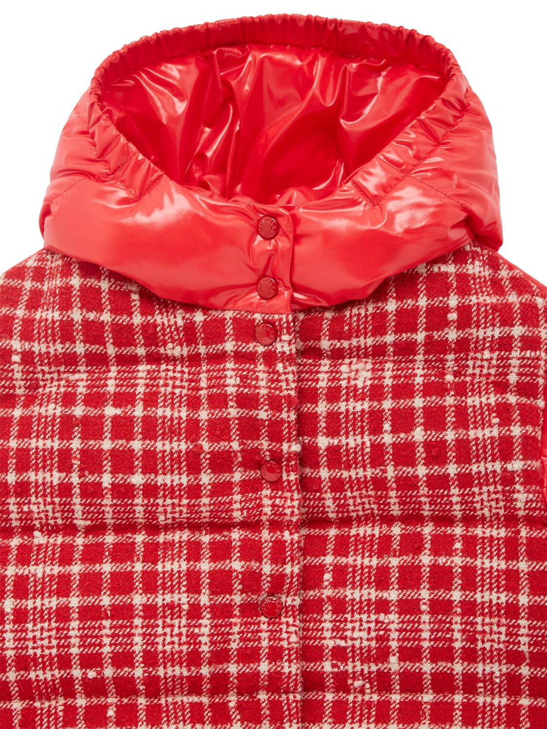 Shop Moncler Dale Check Tweed & Nylon Down Jacket In Pink