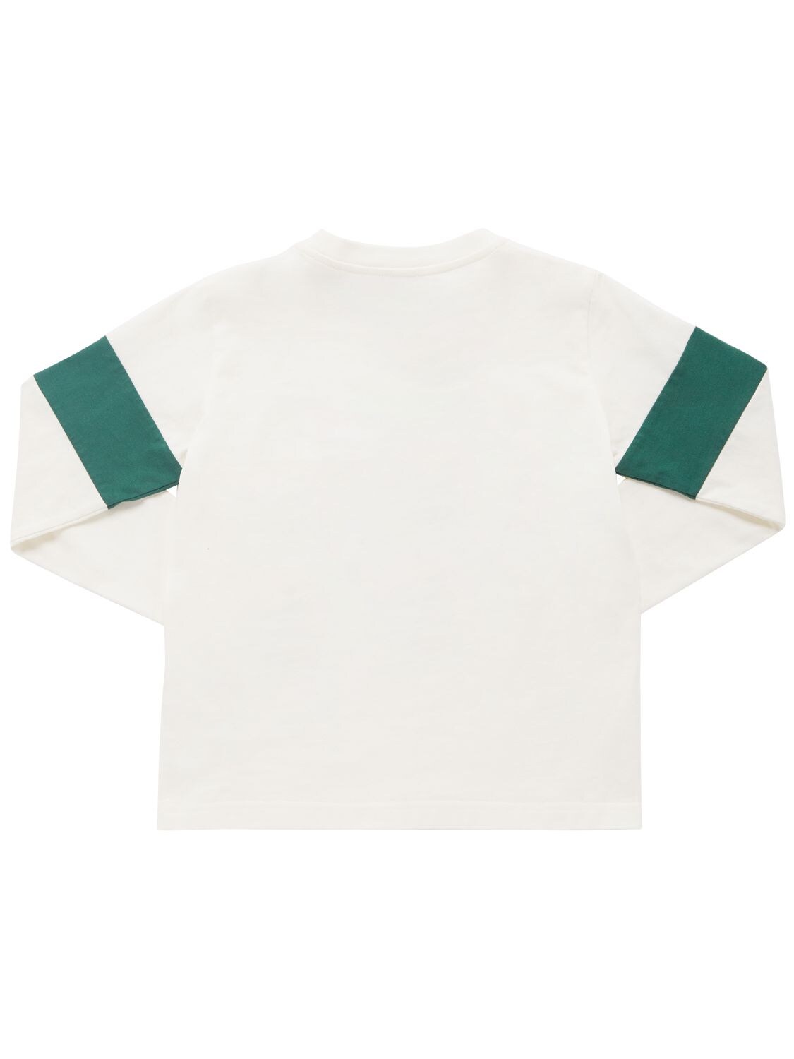 Shop Moncler Printed Cotton Jersey L/s T-shirt In Natural
