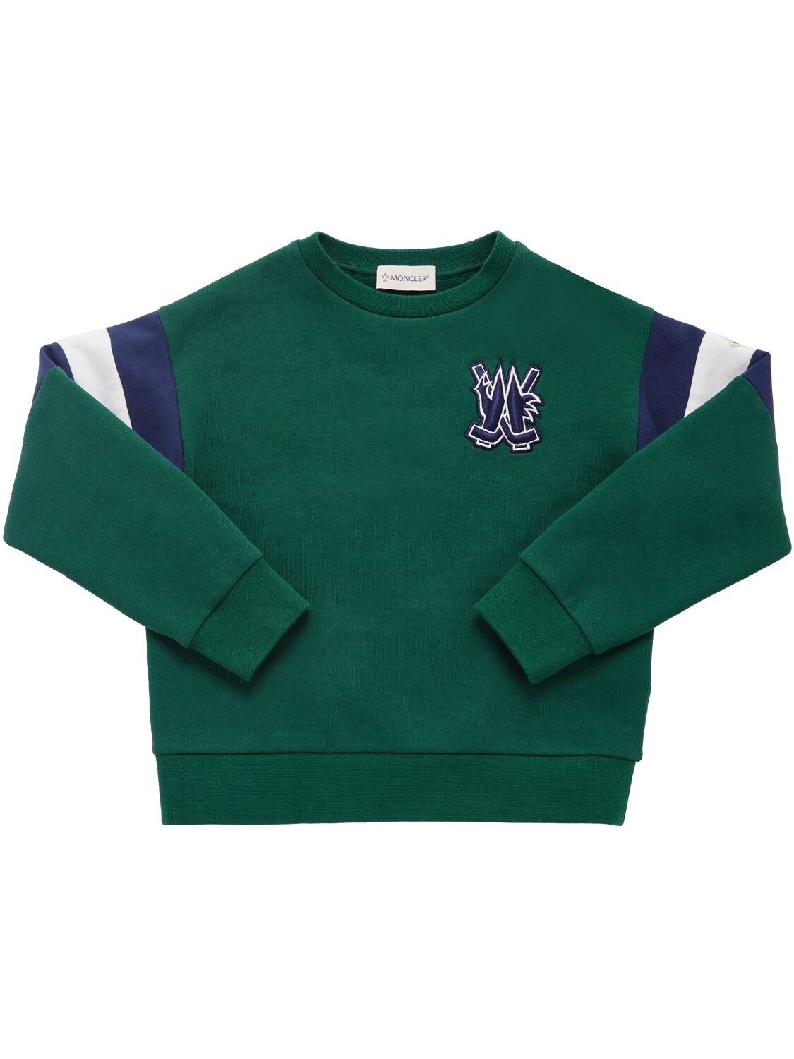 Shop Moncler Brushed Cotton Sweatshirt In Dark Green
