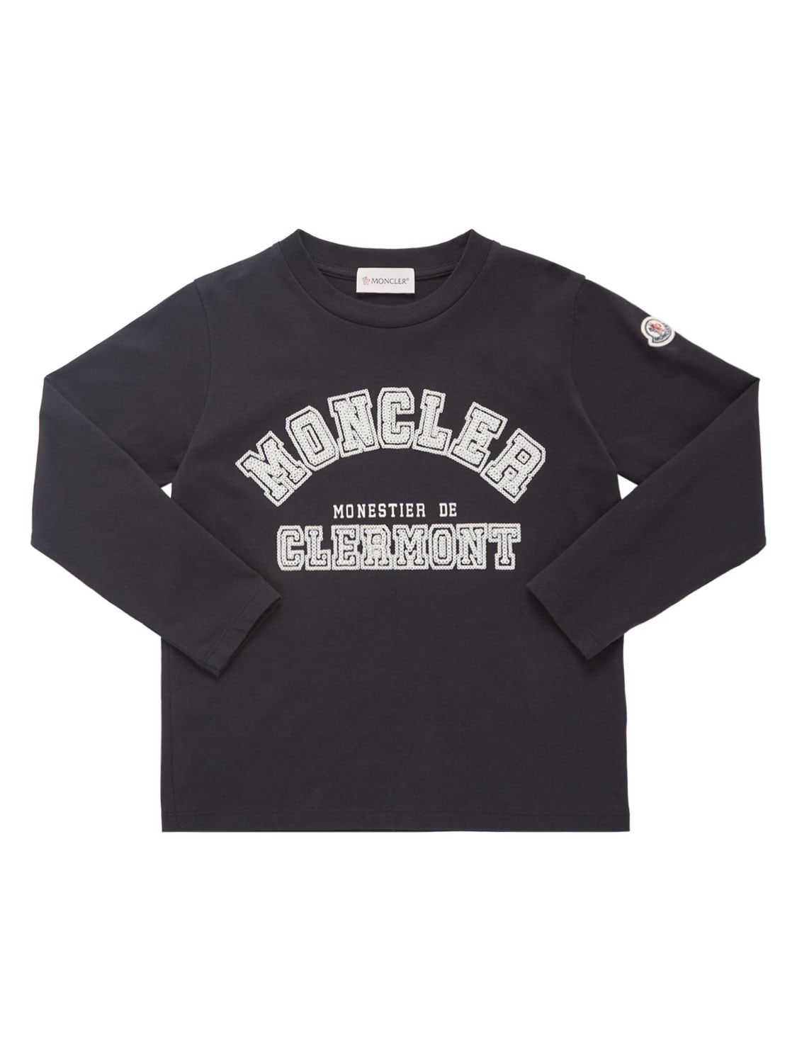 Moncler Kids' Cotton Jersey L/s T-shirt In Black