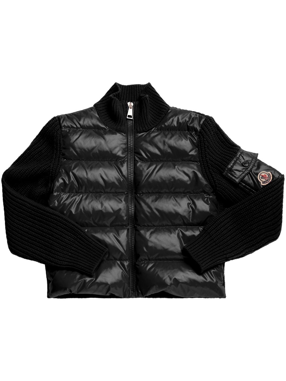 Moncler Kids' Carded Wool & Nylon Down Jacket In Black
