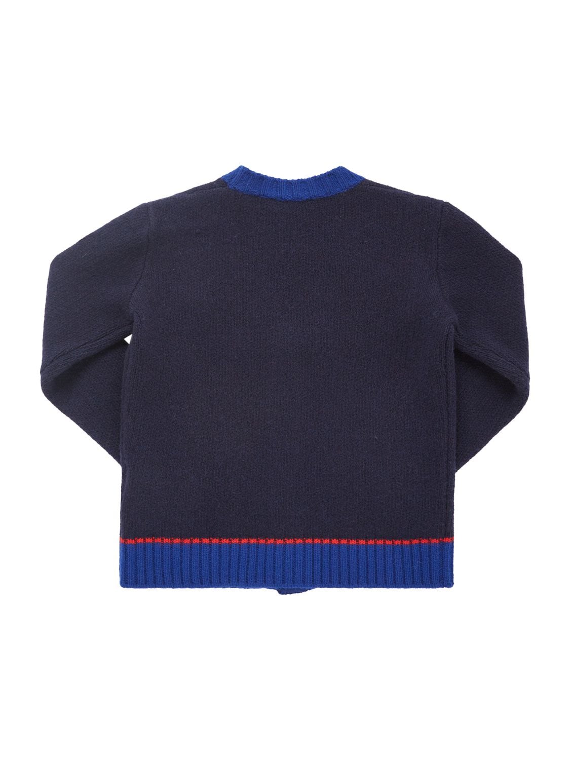 Shop Moncler Carded Wool Cardigan In Dark Blue