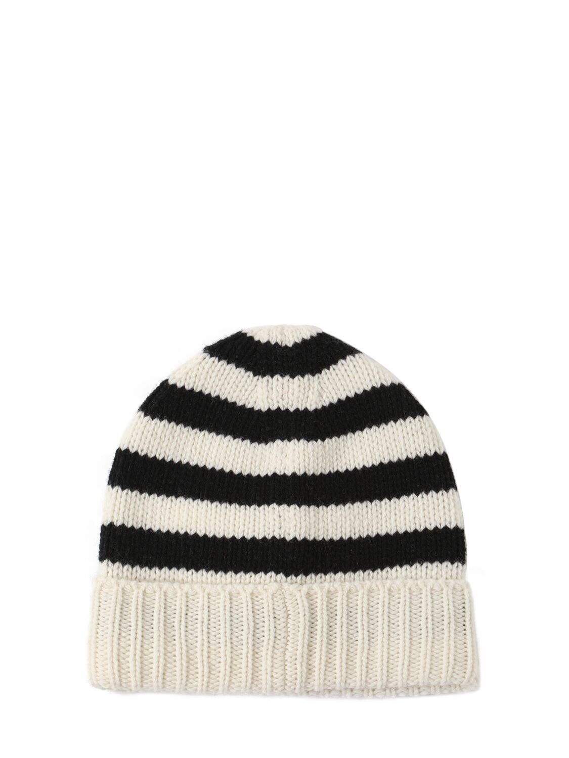 Shop Moncler Carded Wool Beanie In White,black