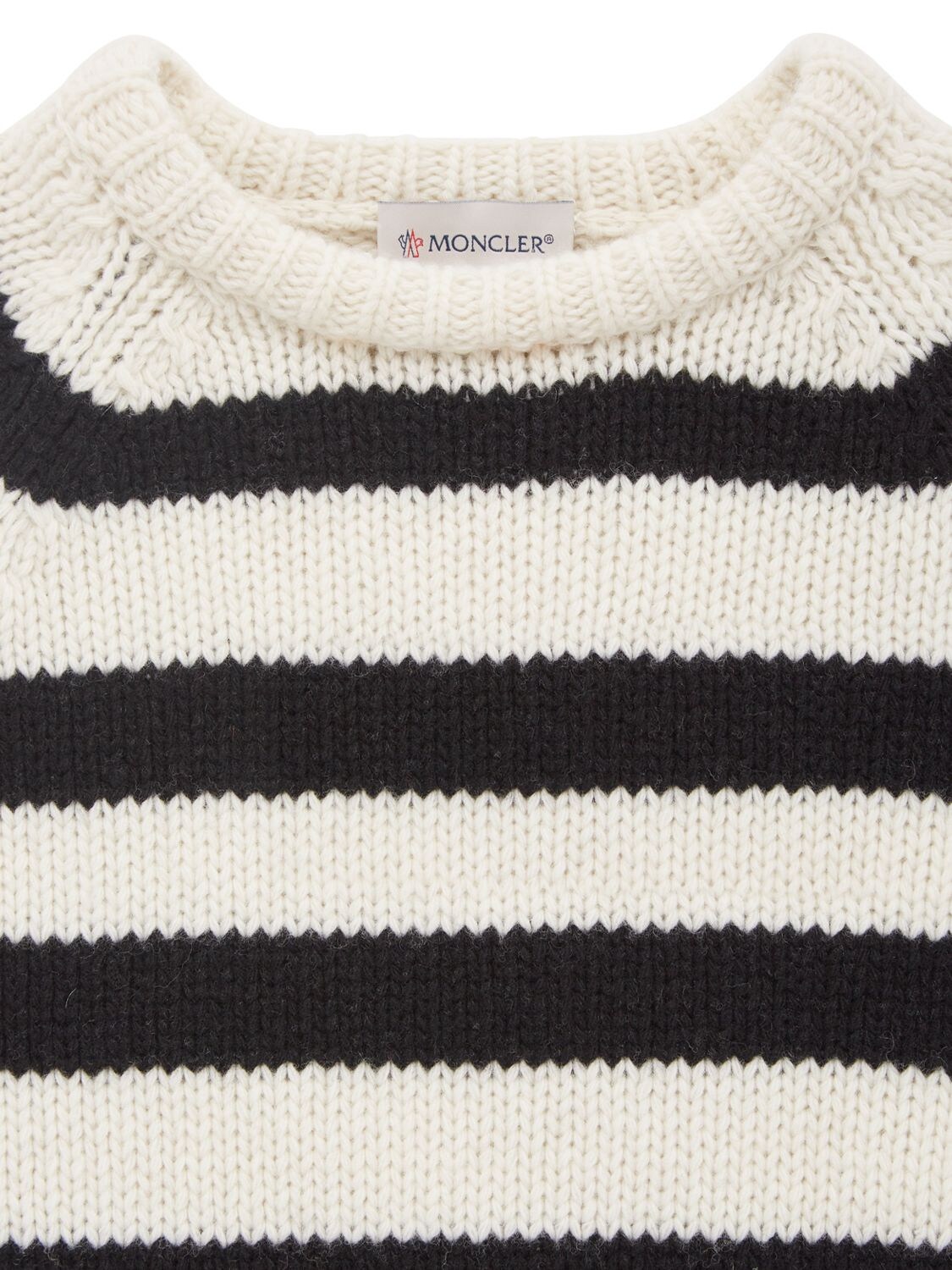 Shop Moncler Carded Wool Sweater In White,black
