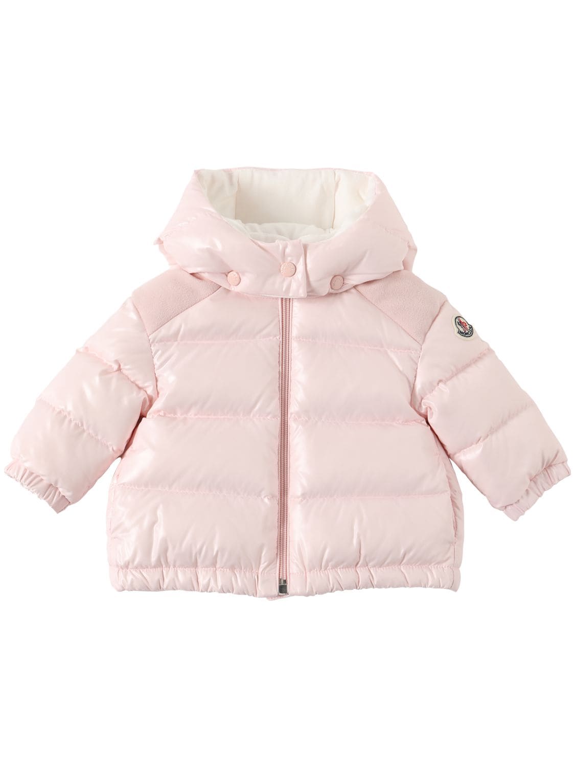 Shop Moncler Valya Nylon Laqué Down Jacket In Light Pink