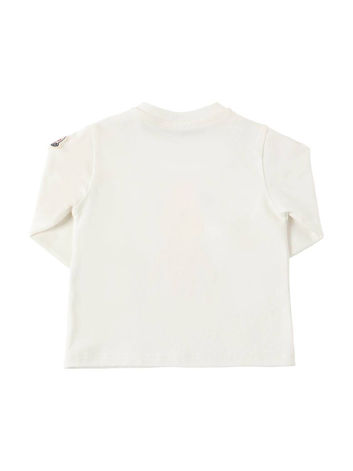 Shop Moncler Stretch Cotton L/s T-shirts In Natural
