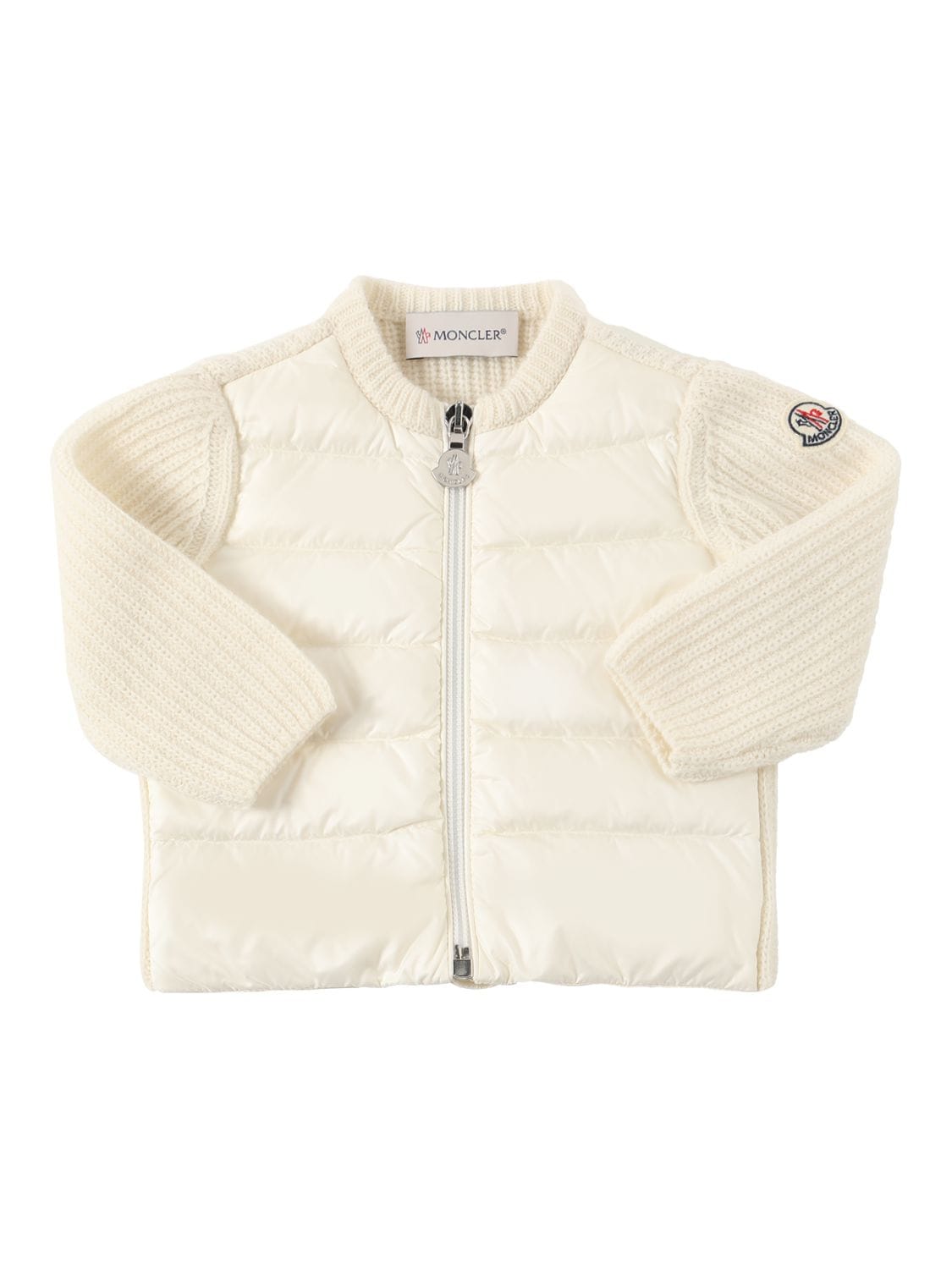Moncler Kids' Wool Tricot & Nylon Down Jacket In Natural