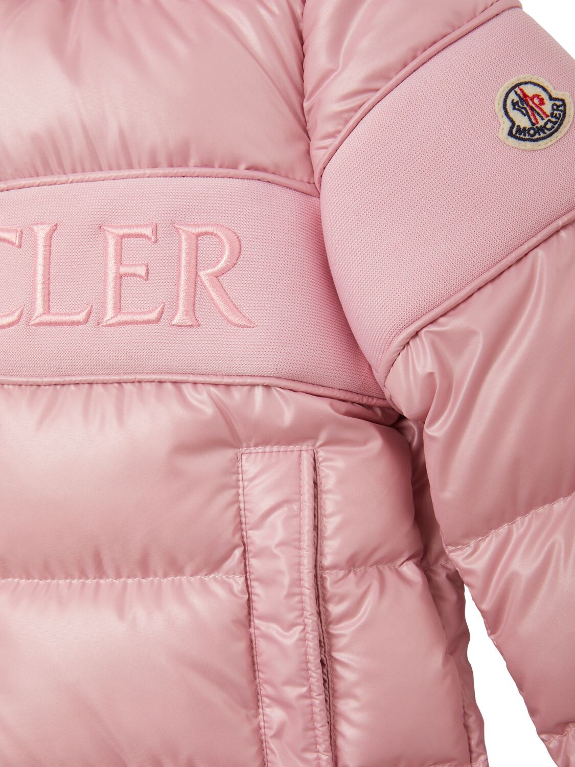 Shop Moncler Truyere Shiny Tech Down Jacket In Rose Pink
