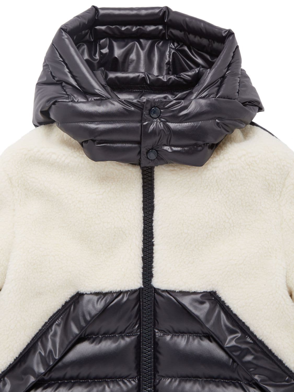 Shop Moncler Patrick Shiny Tech & Wool Down Jacket In Natural
