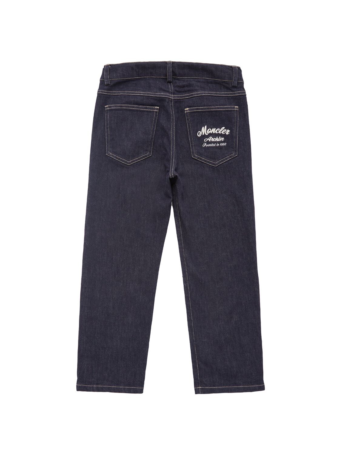 Shop Moncler Stretch Cotton Denim Jeans In Navy