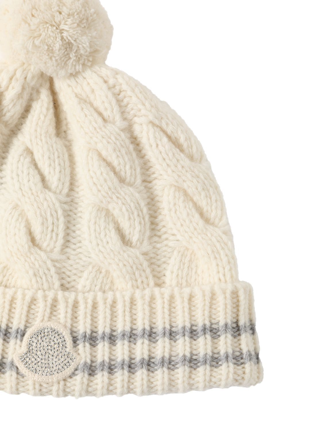 Shop Moncler Carded Wool Beanie In White