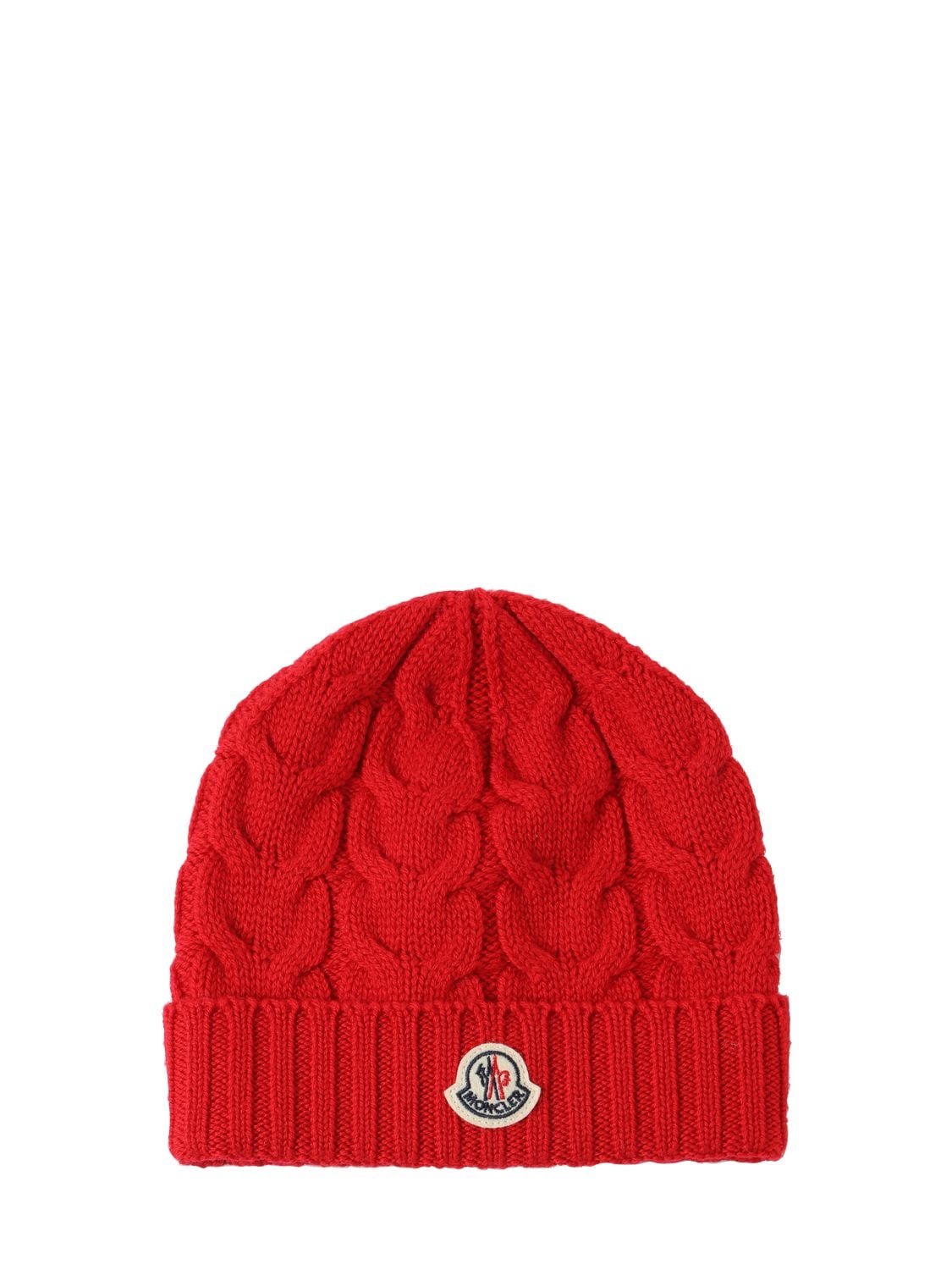 Moncler Babies' Cable Knit Wool Beanie In Scarlet
