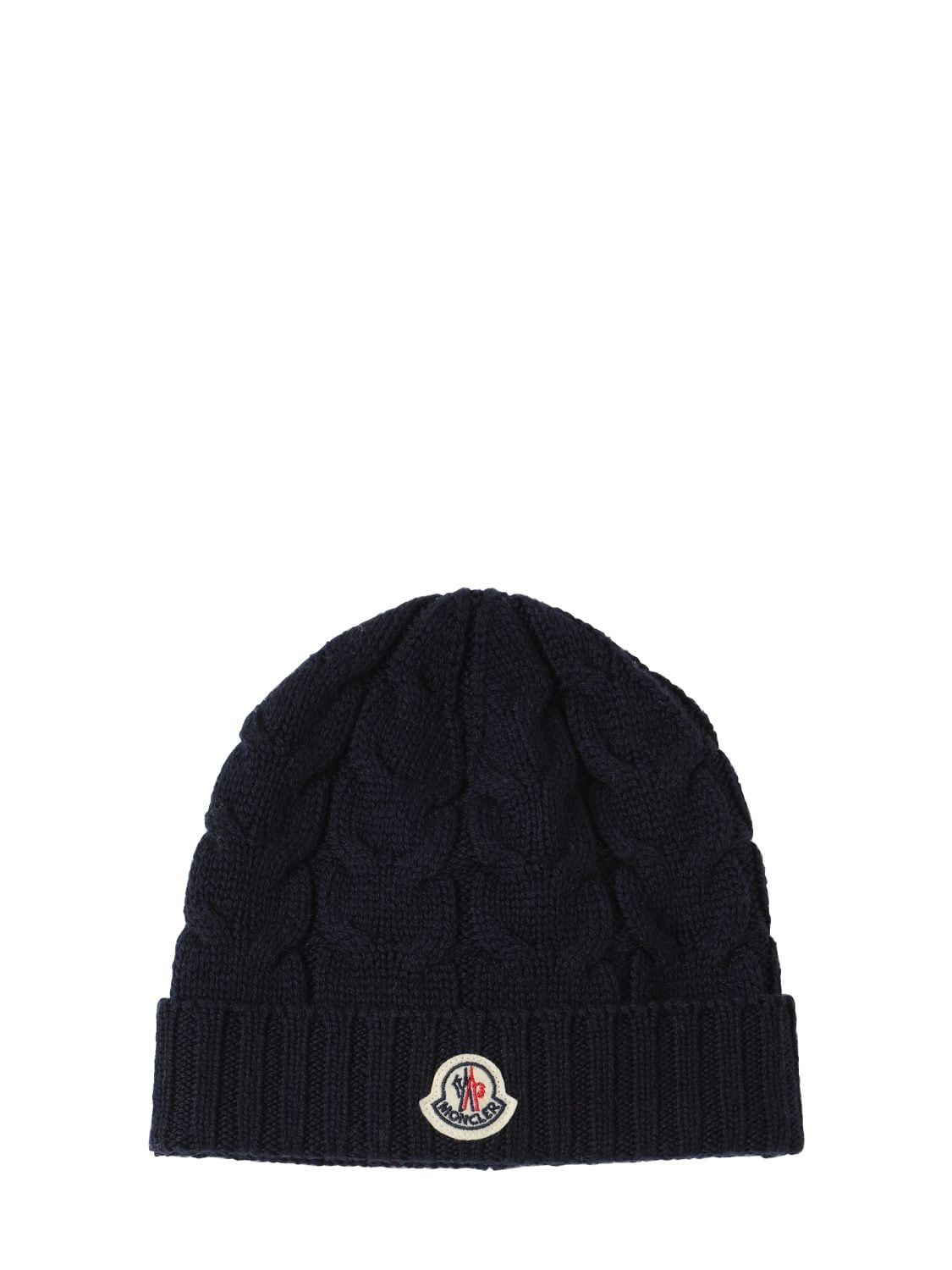 Moncler Babies' Cable Knit Wool Beanie In Navy