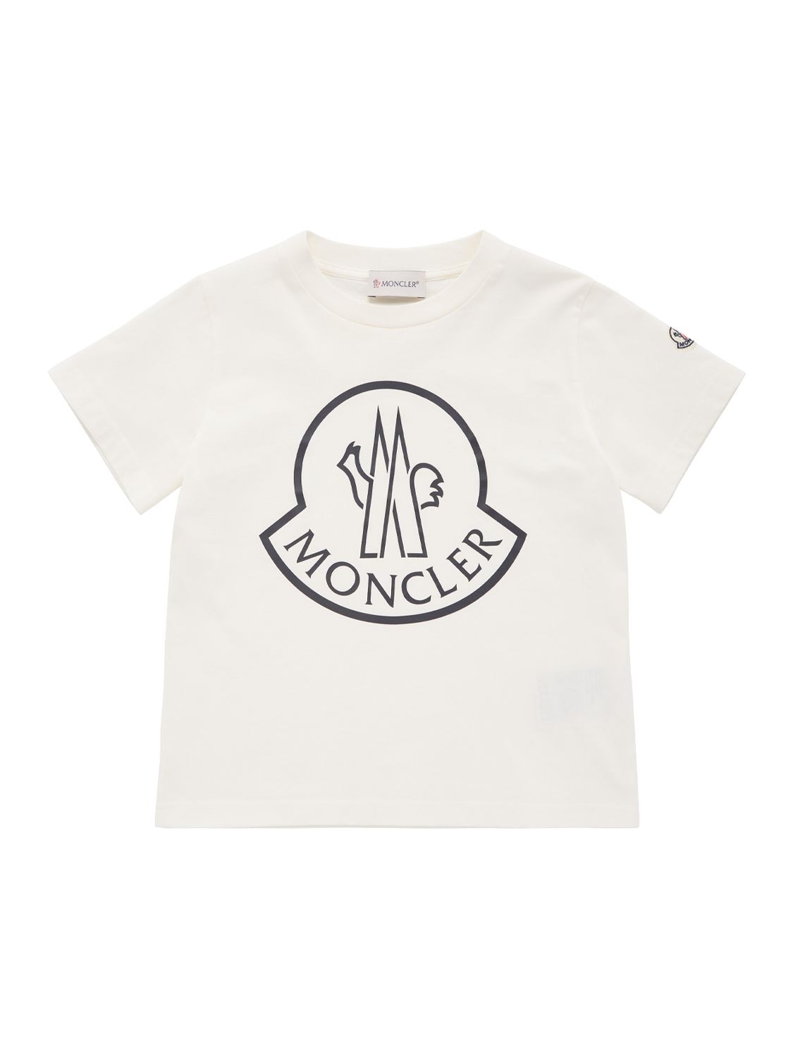 Moncler Kids' Logo棉质平纹针织t恤 In Natural