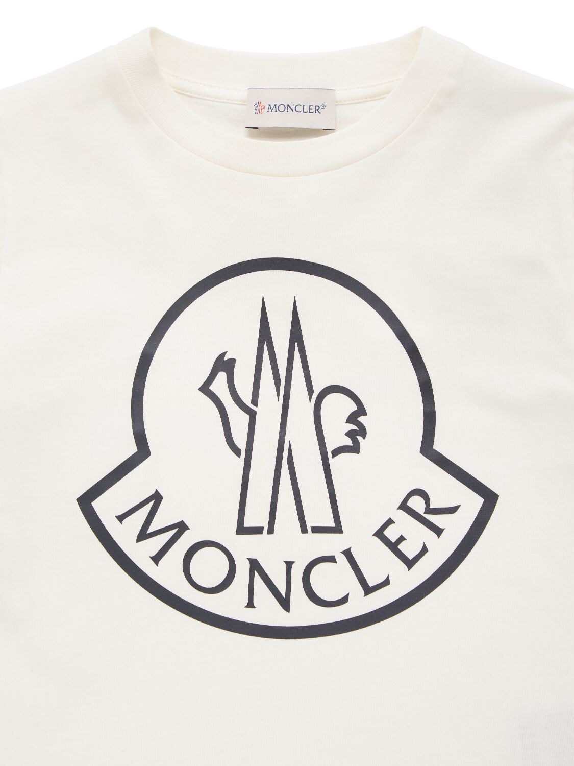 Shop Moncler Logo Cotton Jersey T-shirt In Natural