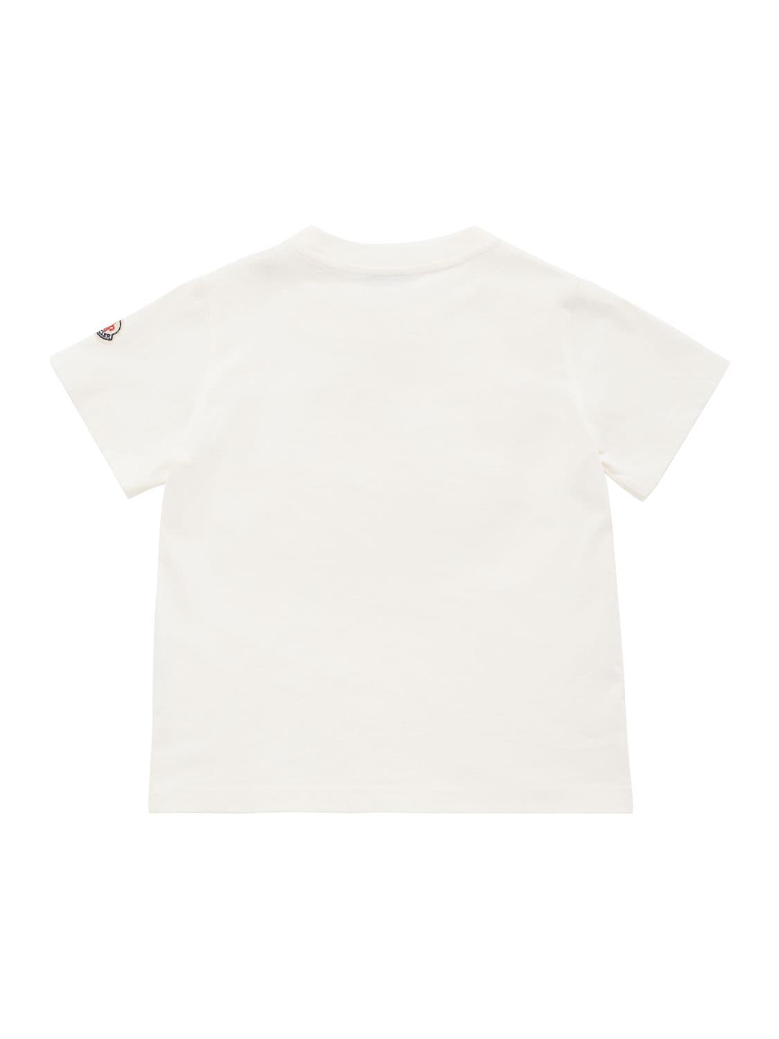 Shop Moncler Logo Cotton Jersey T-shirt In Natural