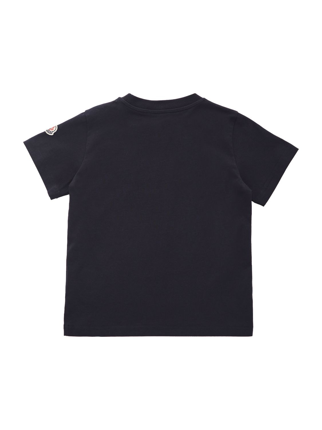 Shop Moncler Logo Cotton Jersey T-shirt In Navy