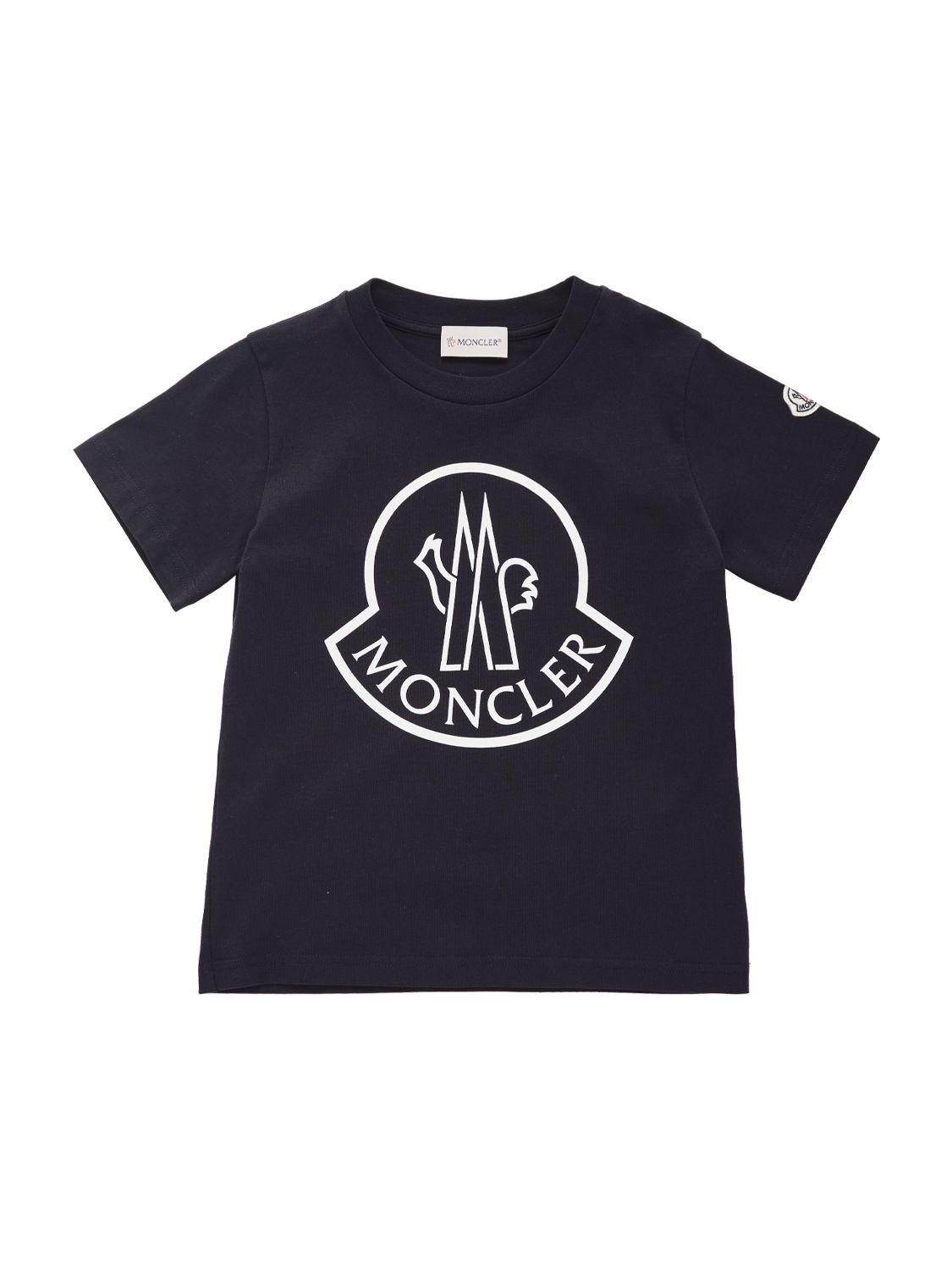 Moncler Kids' Logo Cotton Jersey T-shirt In Navy