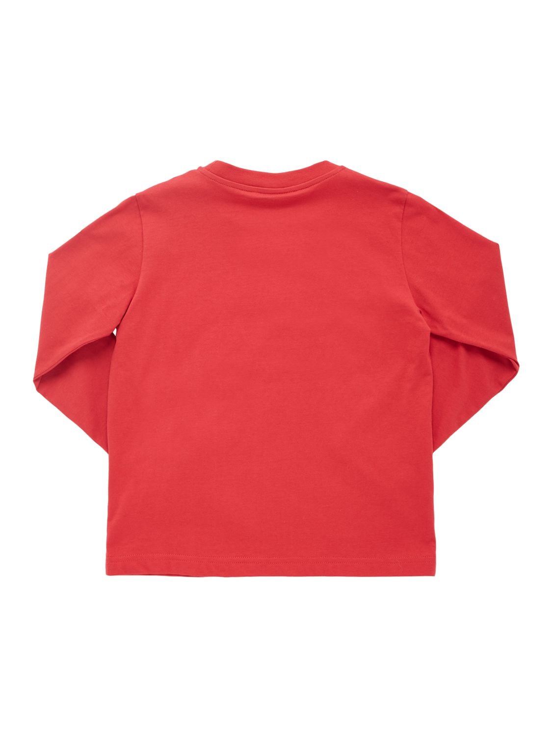 Shop Moncler Logo Cotton Jersey L/s T-shirt In Scarlet