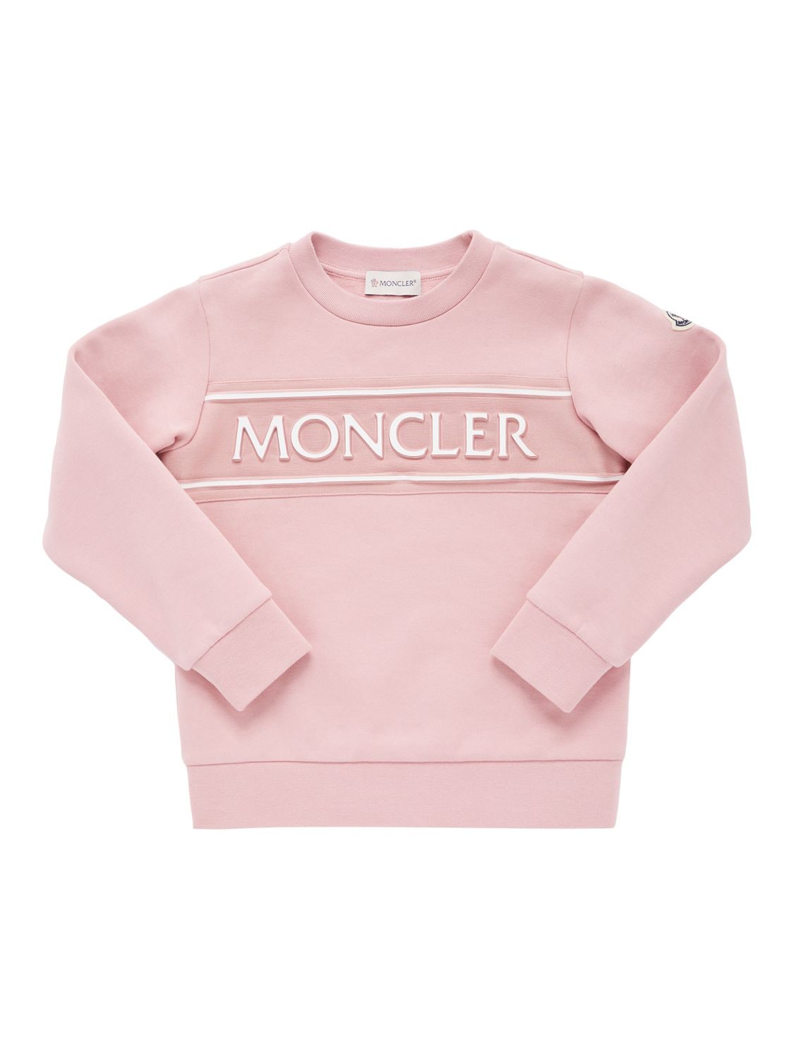 Moncler Kids' Brushed Cotton Sweatshirt In Pink