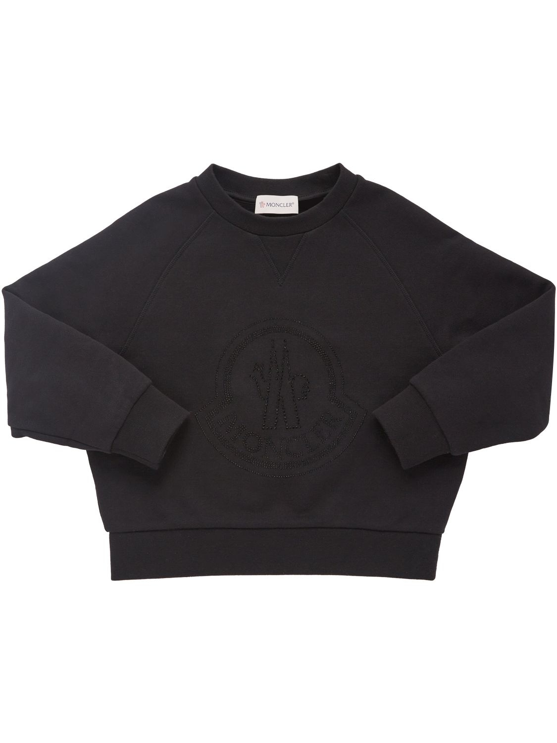 Moncler Kids' Brushed Cotton Sweatshirt In Black