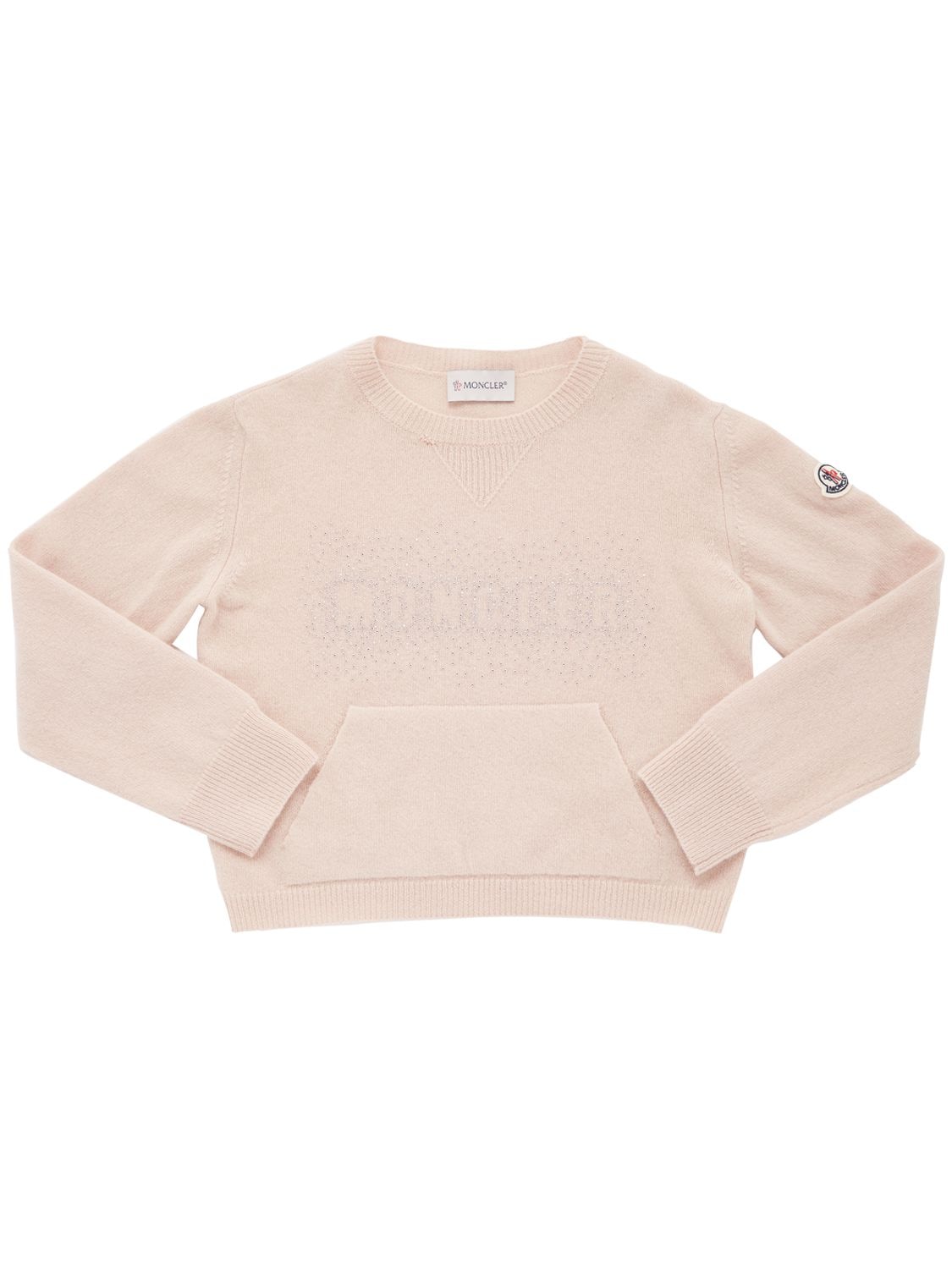 Moncler Kids' Carded Wool Sweater In Light Pink