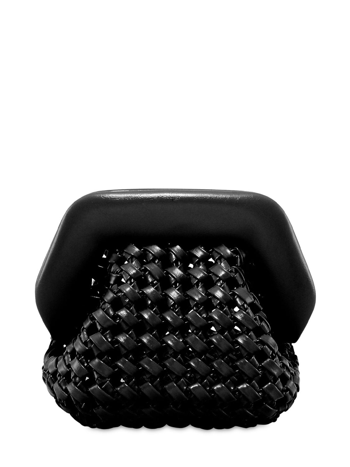 Themoirè Gea Knotted Shiny Clutch In Black