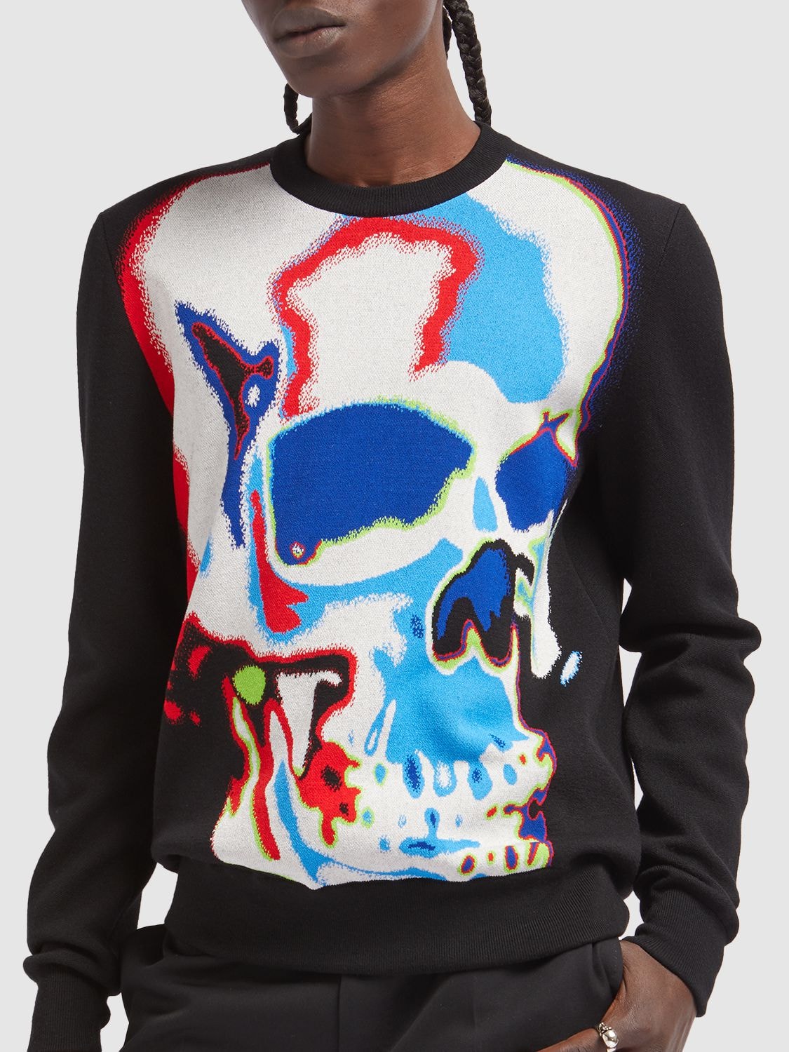 Solarised Skull Jacquard Jumper in Black/Multicolor