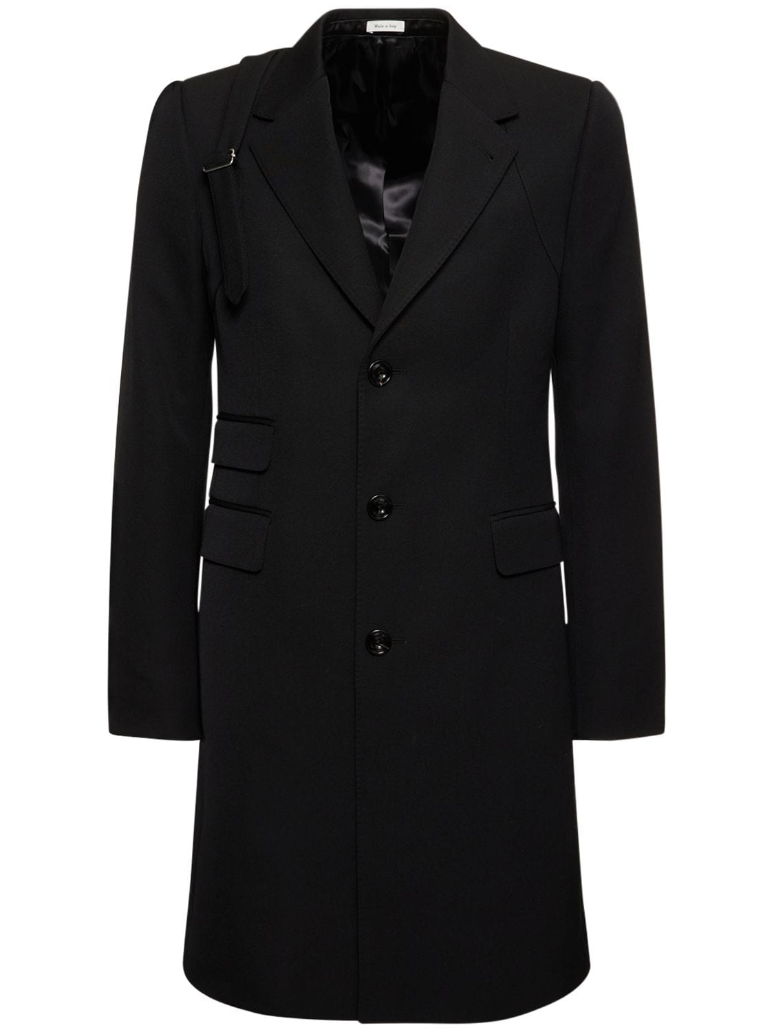 Alexander Mcqueen Single Breast Tailored Wool Coat In Black