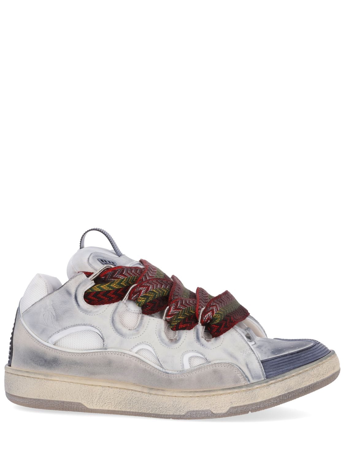 Lanvin Curb Vintage Leather Sneakers In White