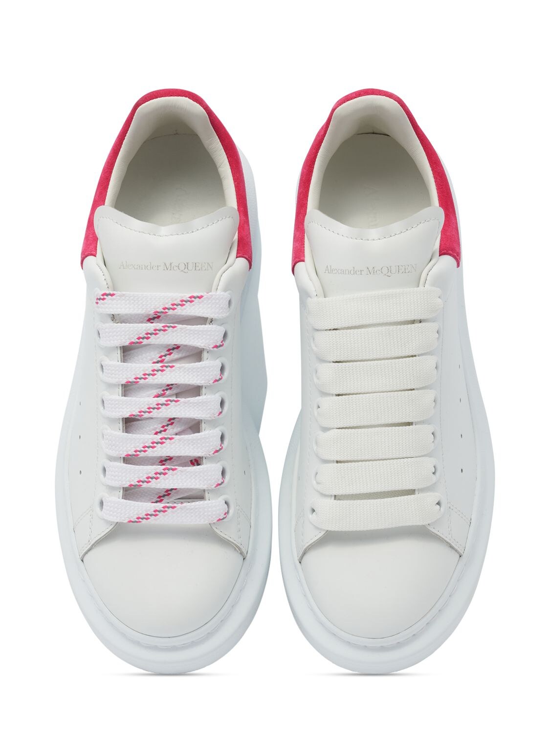 Alexander McQueen Sneakers With Platform And Metallic Fuchsia Heel Tab In  Leather in White