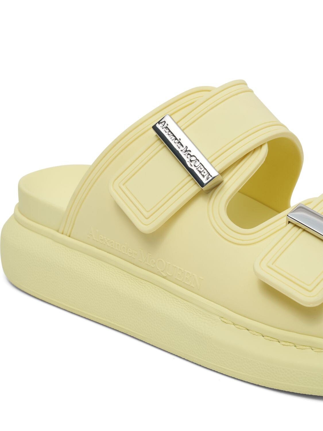 Shop Alexander Mcqueen 50mm Rubber Slide Sandals In Yellow