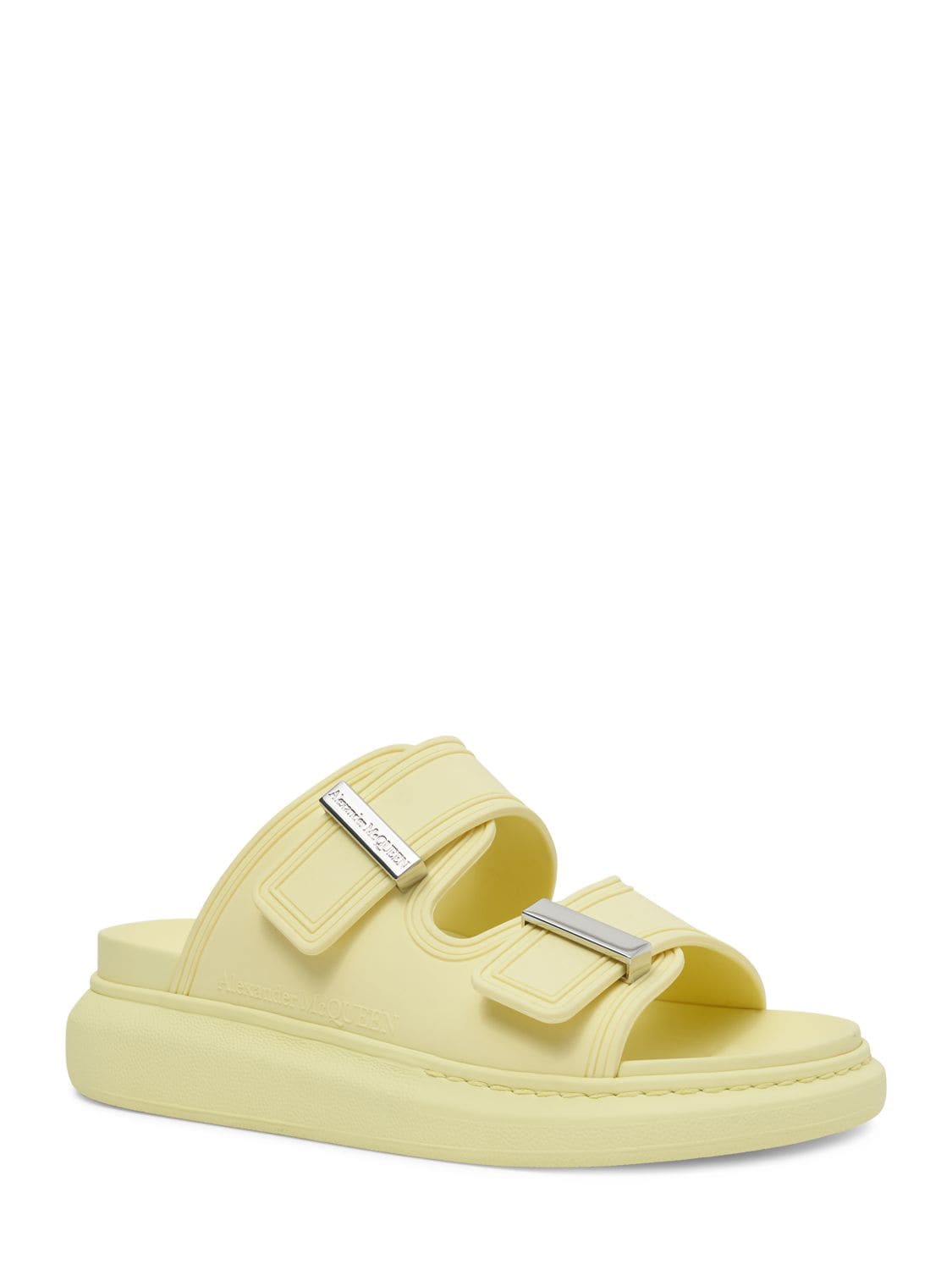 Shop Alexander Mcqueen 50mm Rubber Slide Sandals In Yellow