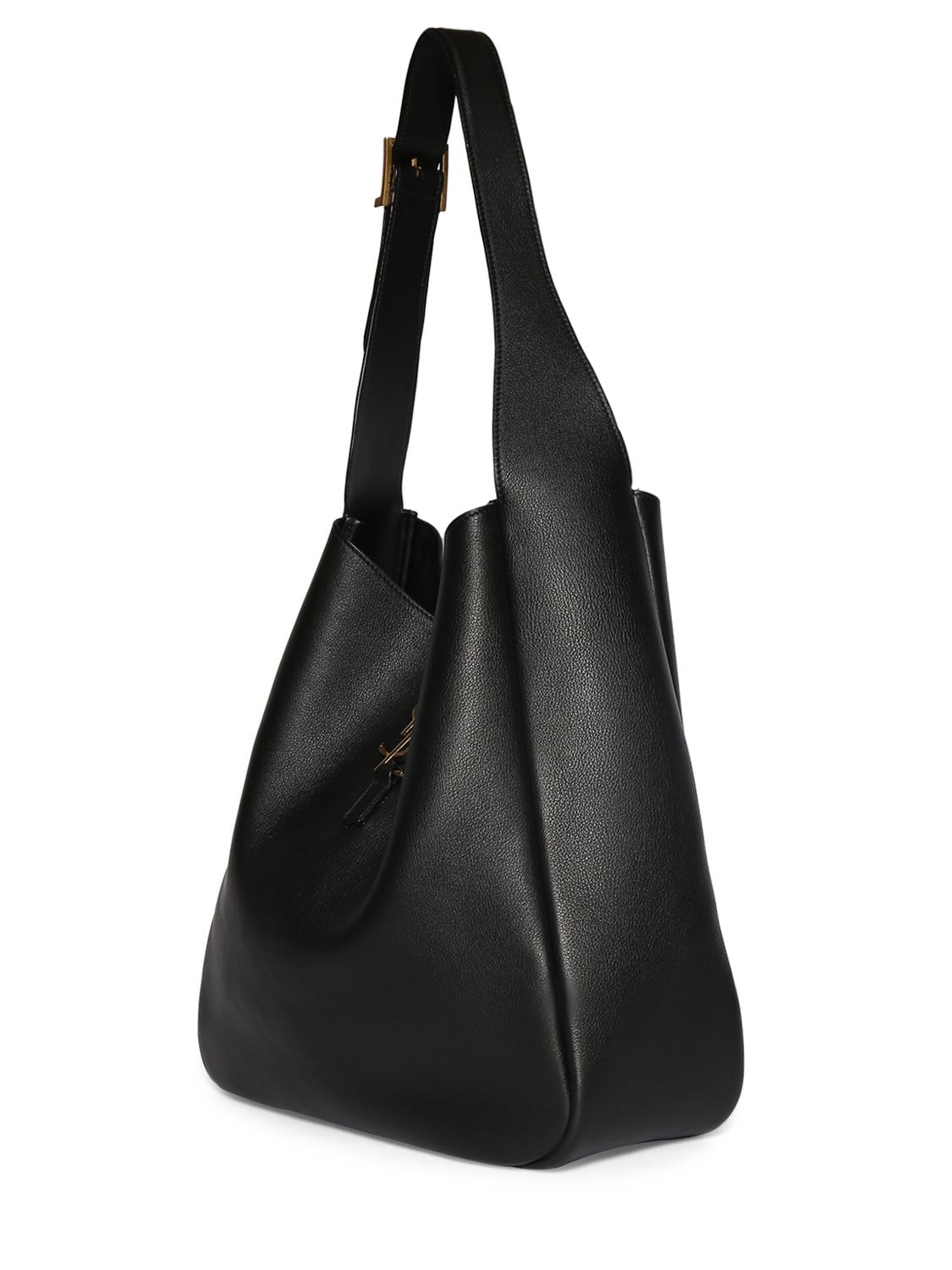 Shop Saint Laurent Large Le 5 À 7 Smooth Leather Supple Bag In Black