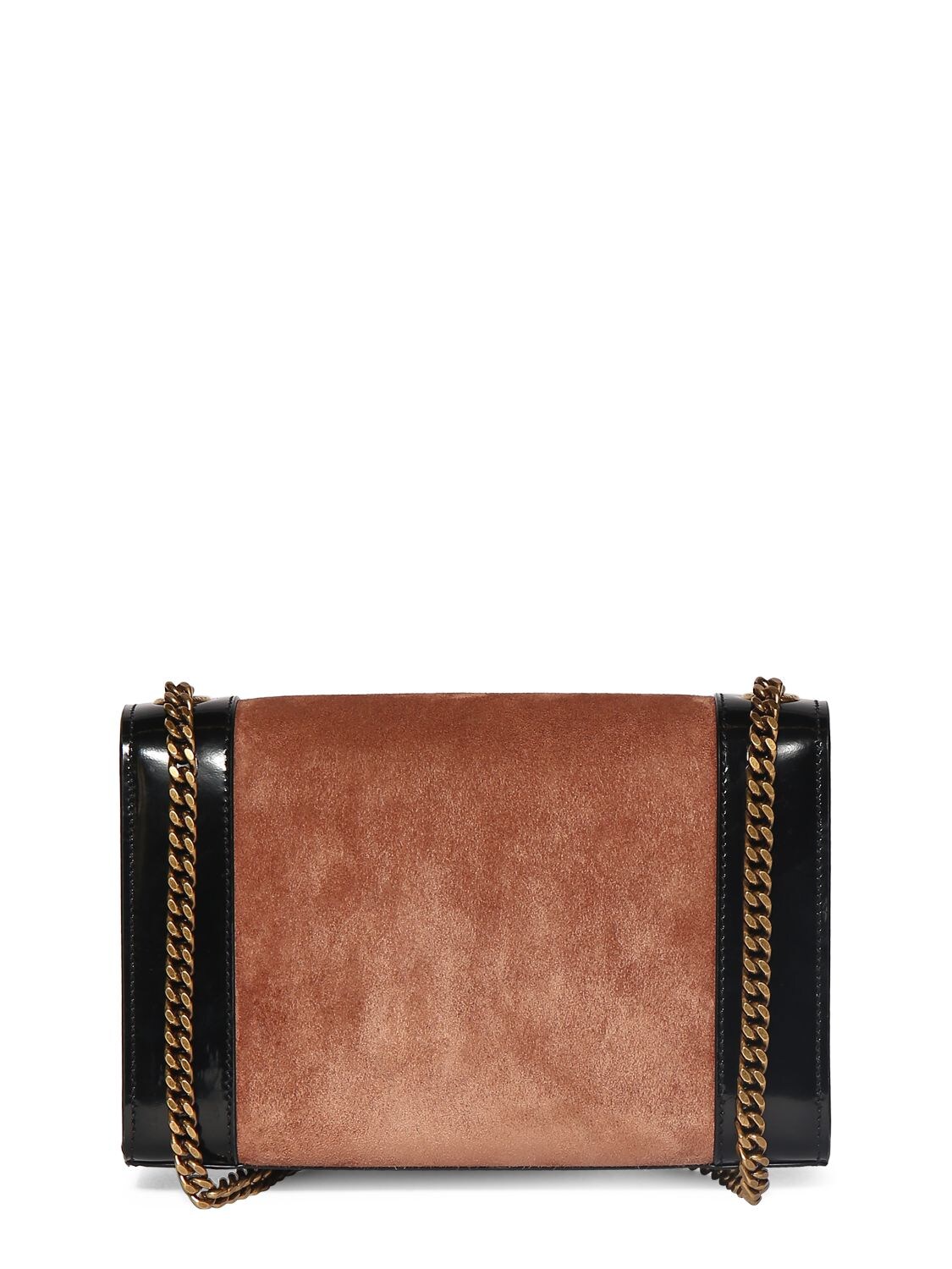Shop Saint Laurent Small Kate Suede & Leather Shoulder Bag In Peach,black