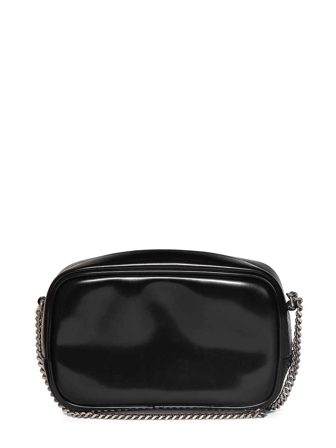 Shop Saint Laurent Mini Lou Shiny Canvas Shoulder Bag In Black
