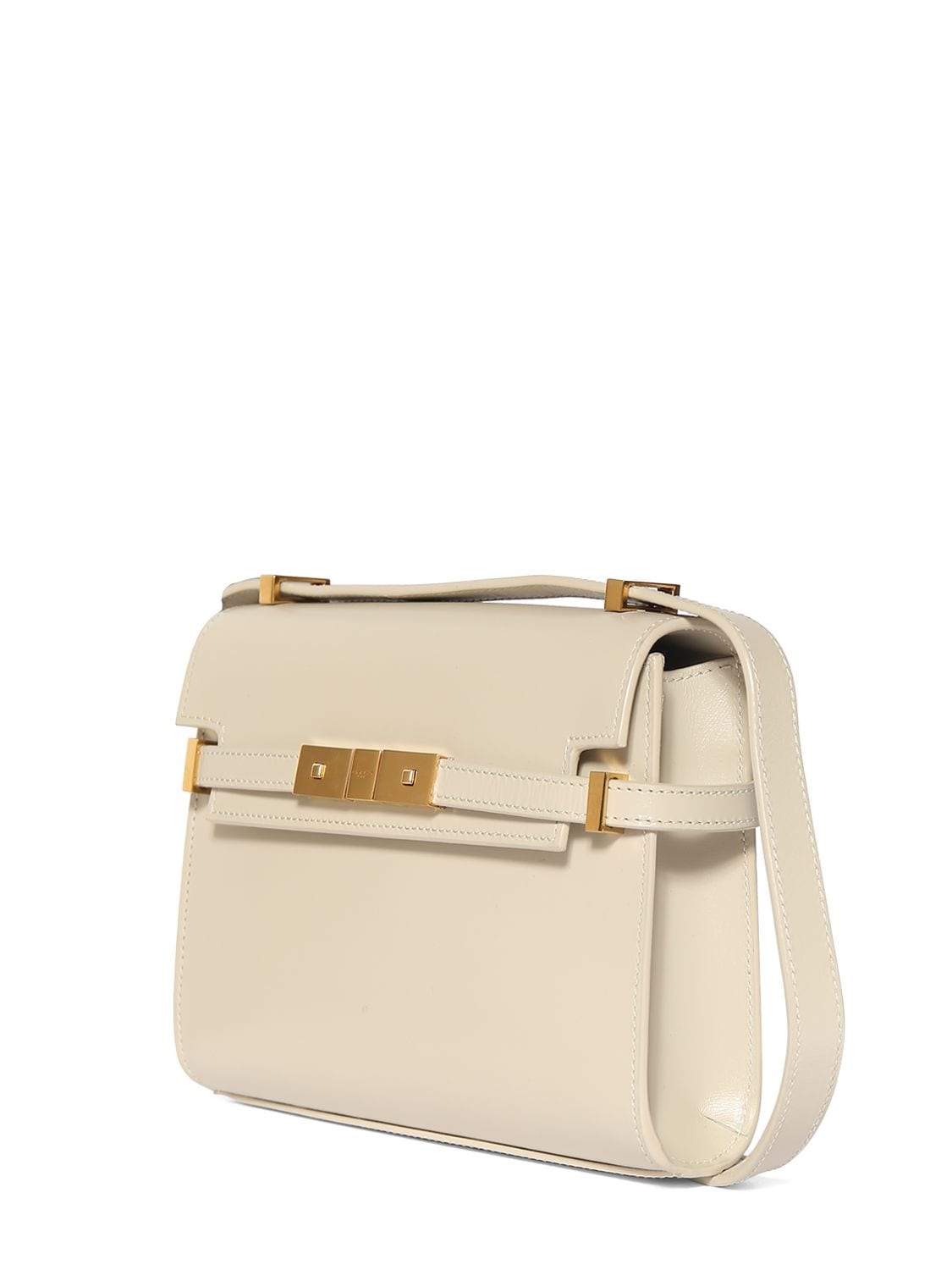 Shop Saint Laurent Mini Manhattan Leather Crossbody Bag In Crema Soft