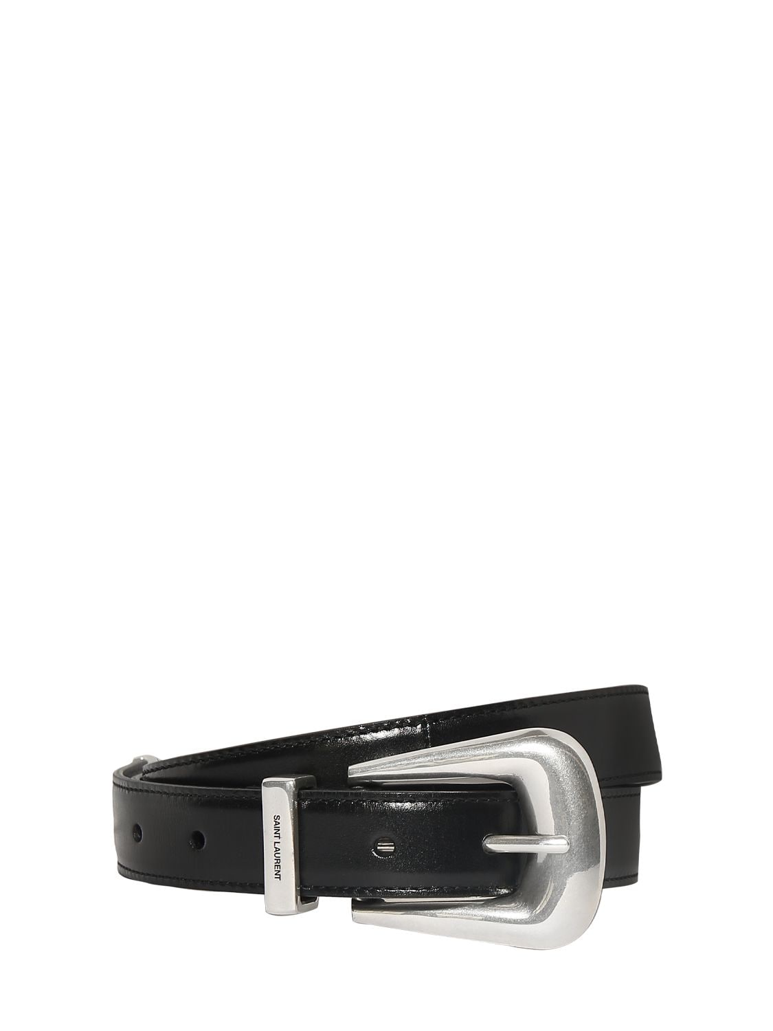 Saint Laurent 25mm Boucle Folk Leather Belt In Black