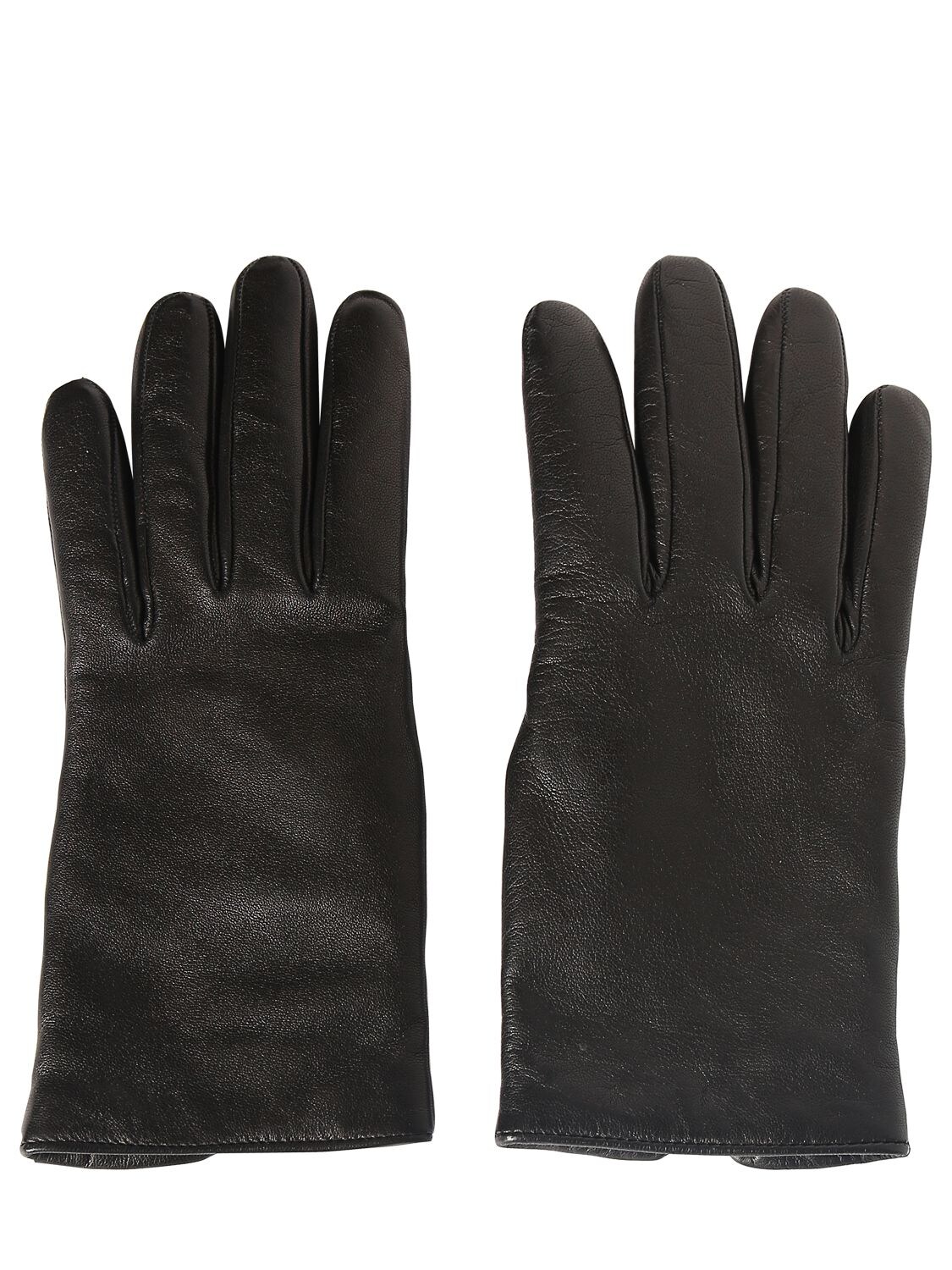 Shop Saint Laurent Leather & Cashmere Short Gloves In Black