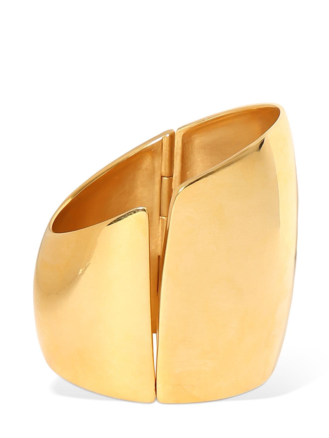 Saint Laurent Asymmetric Split Brass Cuff Bracelet In Gold
