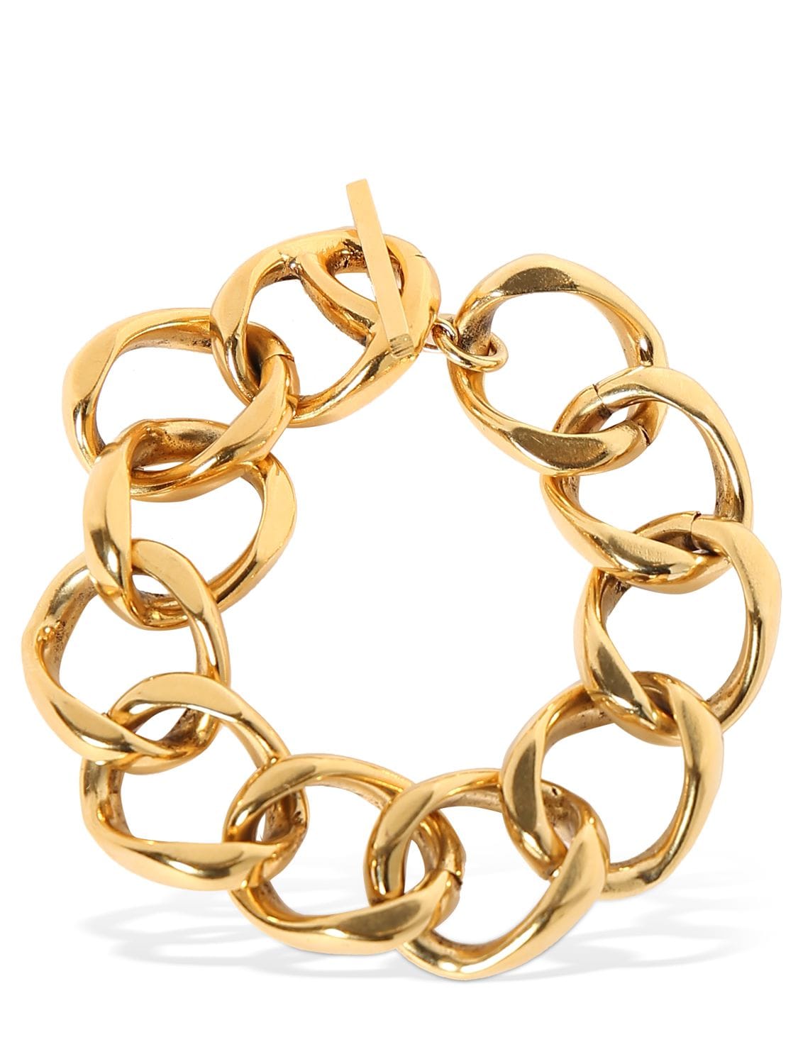 Saint Laurent Brass Curb Chain Bracelet In Gold