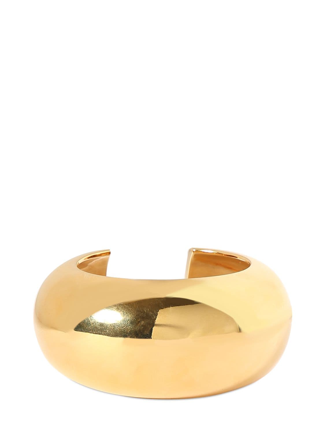 Saint Laurent Rounded Smooth Brass Cuff Bracelet In Gold