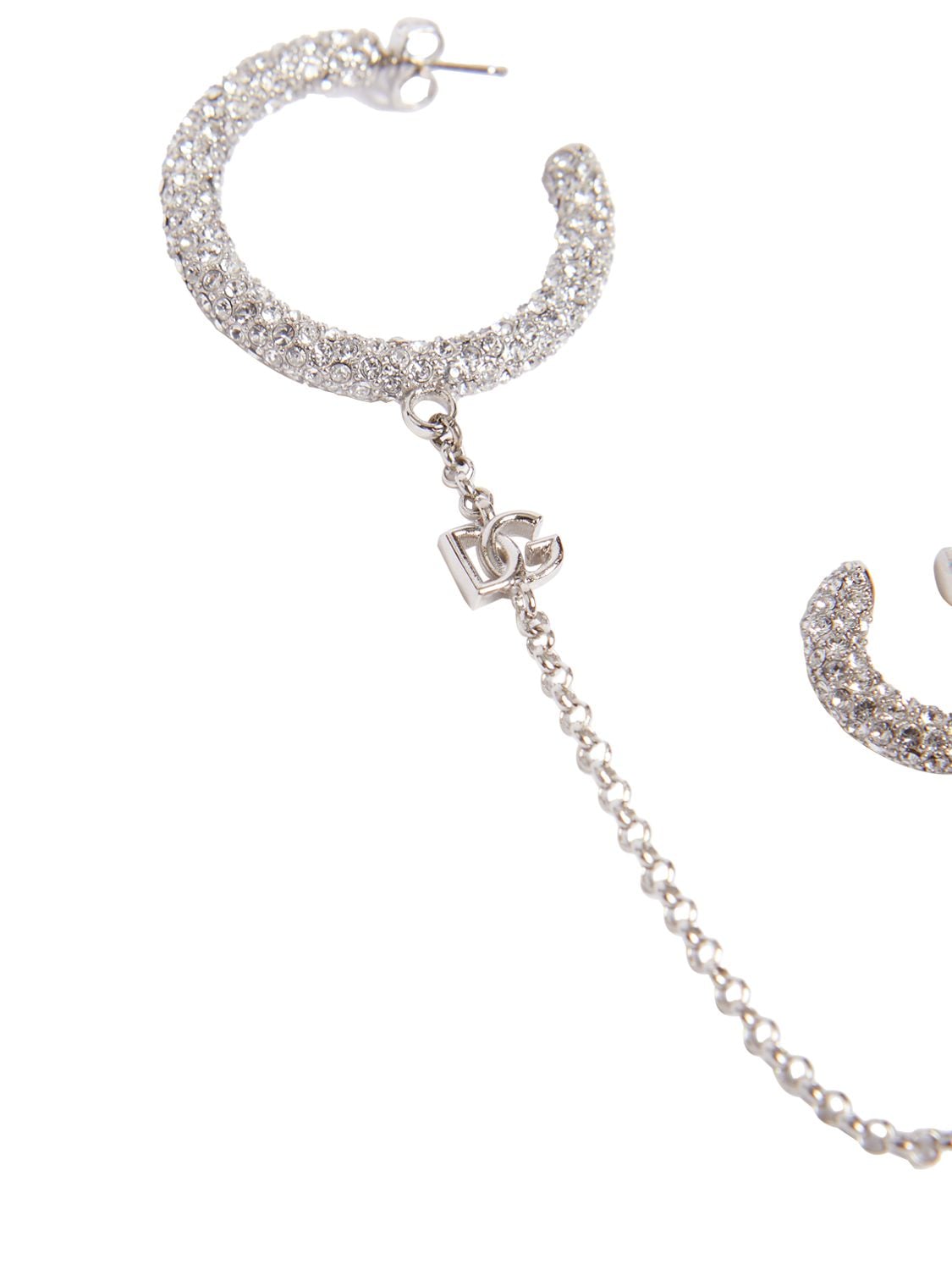 Shop Dolce & Gabbana Crystal Embellished Mono Earring In Silver